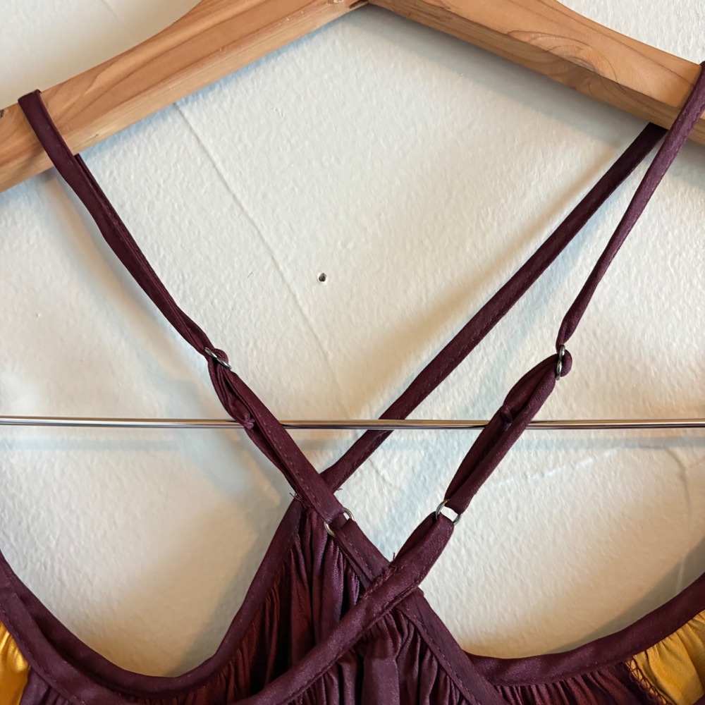 Banana Republic Womens Colorblock Cold Shoulder Halter Top Burgundy Yellow S NEW - Picture 6 of 10